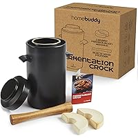 HomeBuddy Fermentation Crock with Weights - 1 Gallon Fermentation Kit Ceramic Sauerkraut Crock with Fermenting Crock Lid - On