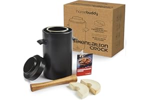 HomeBuddy Fermentation Crock with Weights - 1 Gallon Fermentation Kit Ceramic Sauerkraut Crock with Fermenting Crock Lid - On