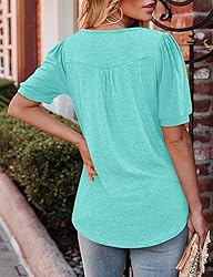 KISSMODA Women's Tunic Tops Casual V Neck Short