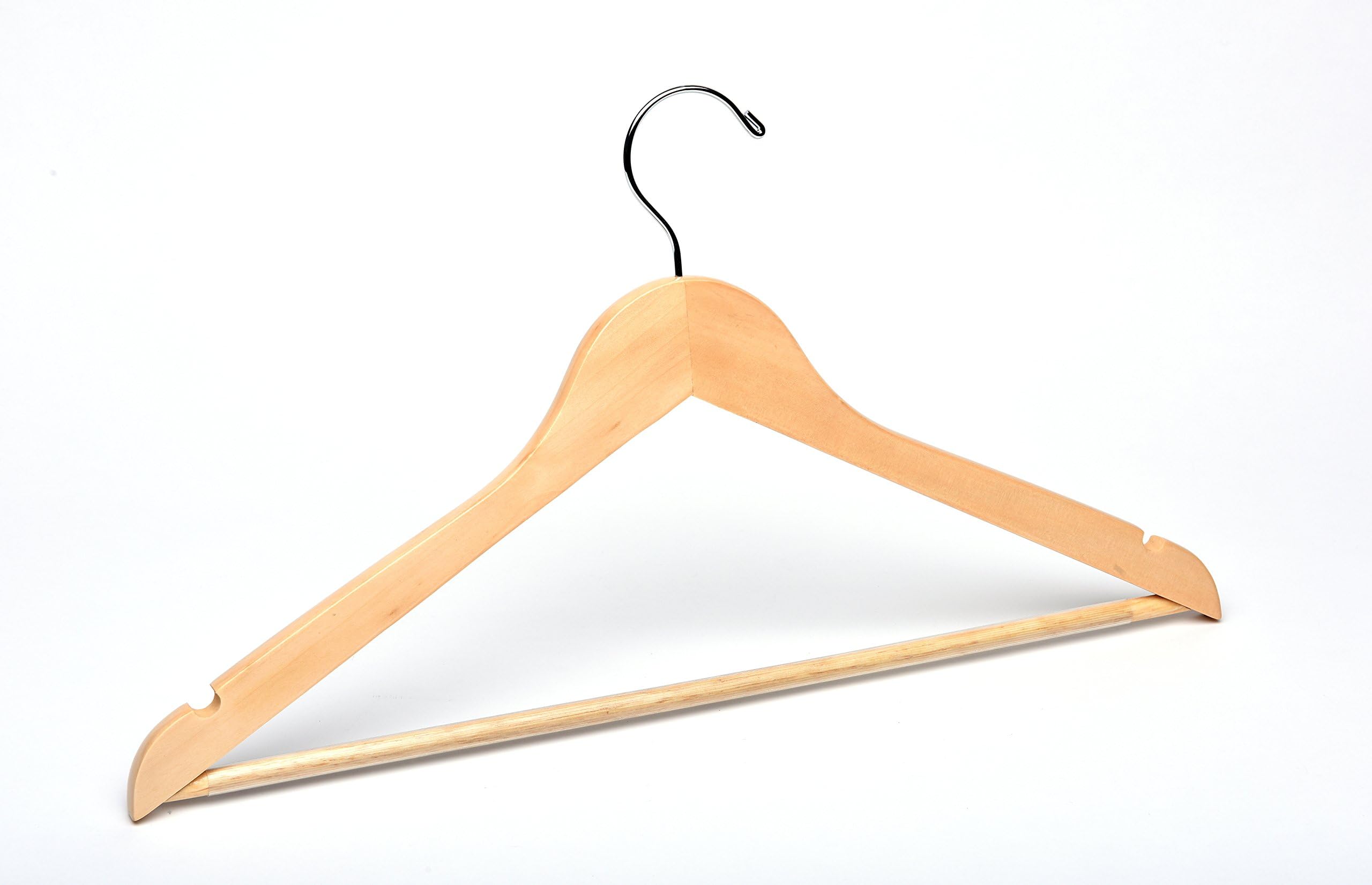 Adult Natural Suit with Pant Bar Wooden Hanger, Box of 50