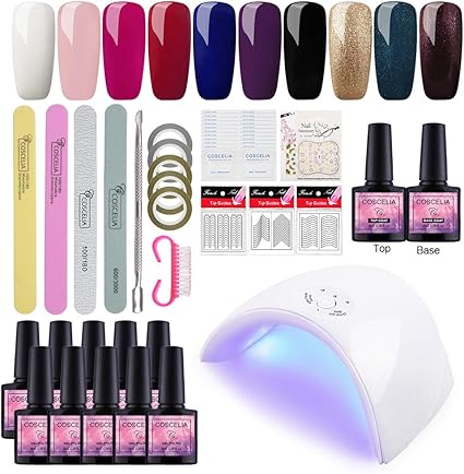 saint acior 36w secador de unas uv led lampara para secar esmalte semipermanente 10pc gel unas kit unas de gel primer unas capa superior herramiento