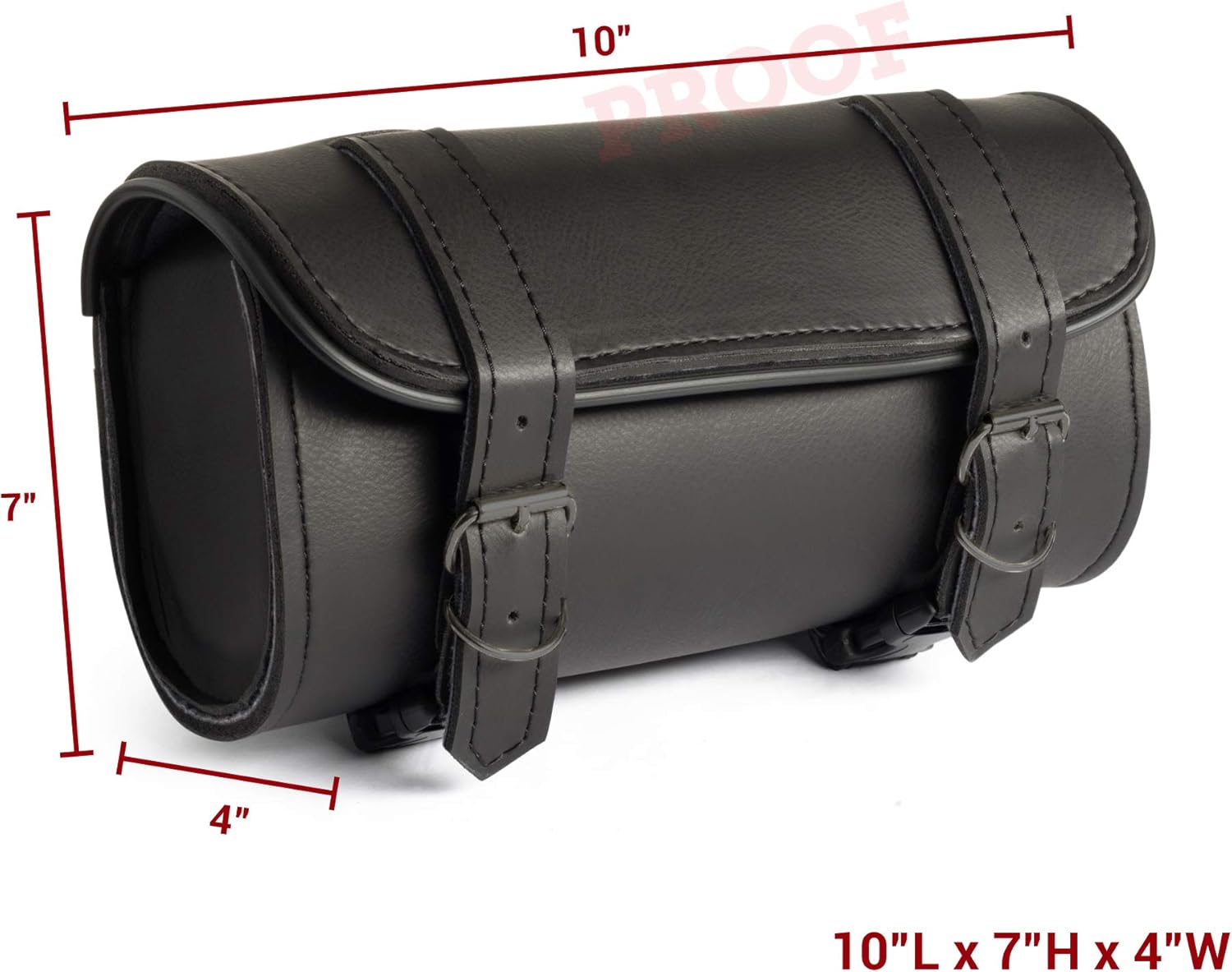 The Nekid Cow | Motorcycle Handlebar Bag Premium Synthetic Black PVC Leather Easy to Install No Rust 2 Strap Closer Storage Tool Bag Pouch for Saddle Bag Sissy Bars, Forks or Windshield (Plain): Automotive
