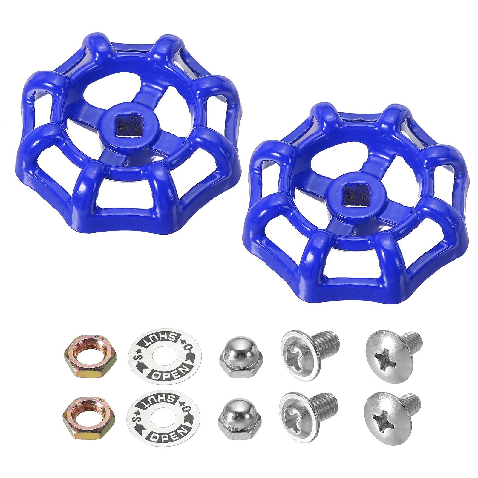 PATIKIL Outside Faucet Handle, Square Stem Hole 6x6mm, Cast Steel, Painted Finish, Blue, 2 Pack