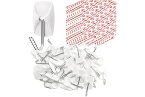 SINFUO Wire Hooks for Wall Small 32 Hooks, Heavy Duty Wall Hooks with 32 Strips, Damage Free Adhesive Hooks for Key Holder, Coat, Door, Shower Hanging