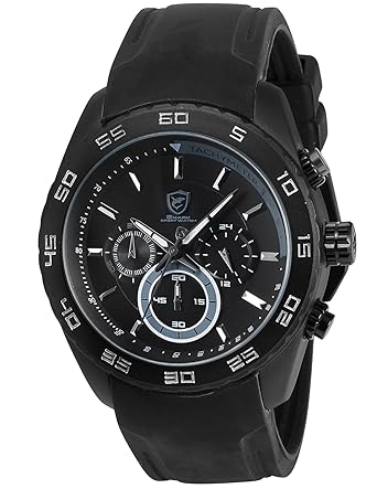 Shark Mens SH260 Spinner shark Analog Quartz Chronograph Black Silicone Band Wrist Watch