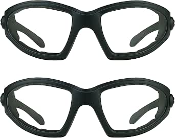 Amazon.com: Bikershades Gafas de seguridad para motocicleta, con acolchado  de espuma, 2 pares, transparente, para hombres y mujeres, amplia cobertura,  a prueba de viento : Automotriz