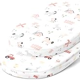 Joey + Joan Fitted 18x30 Bassinet Sheets for Chicco Close to You Bassinet | 100% Cotton, OEKO-Tex certified, Jersey knit, super soft, fits Chicco Lullaglide, UPPAbaby Soma, 4moms Mamaroo, 2 pack