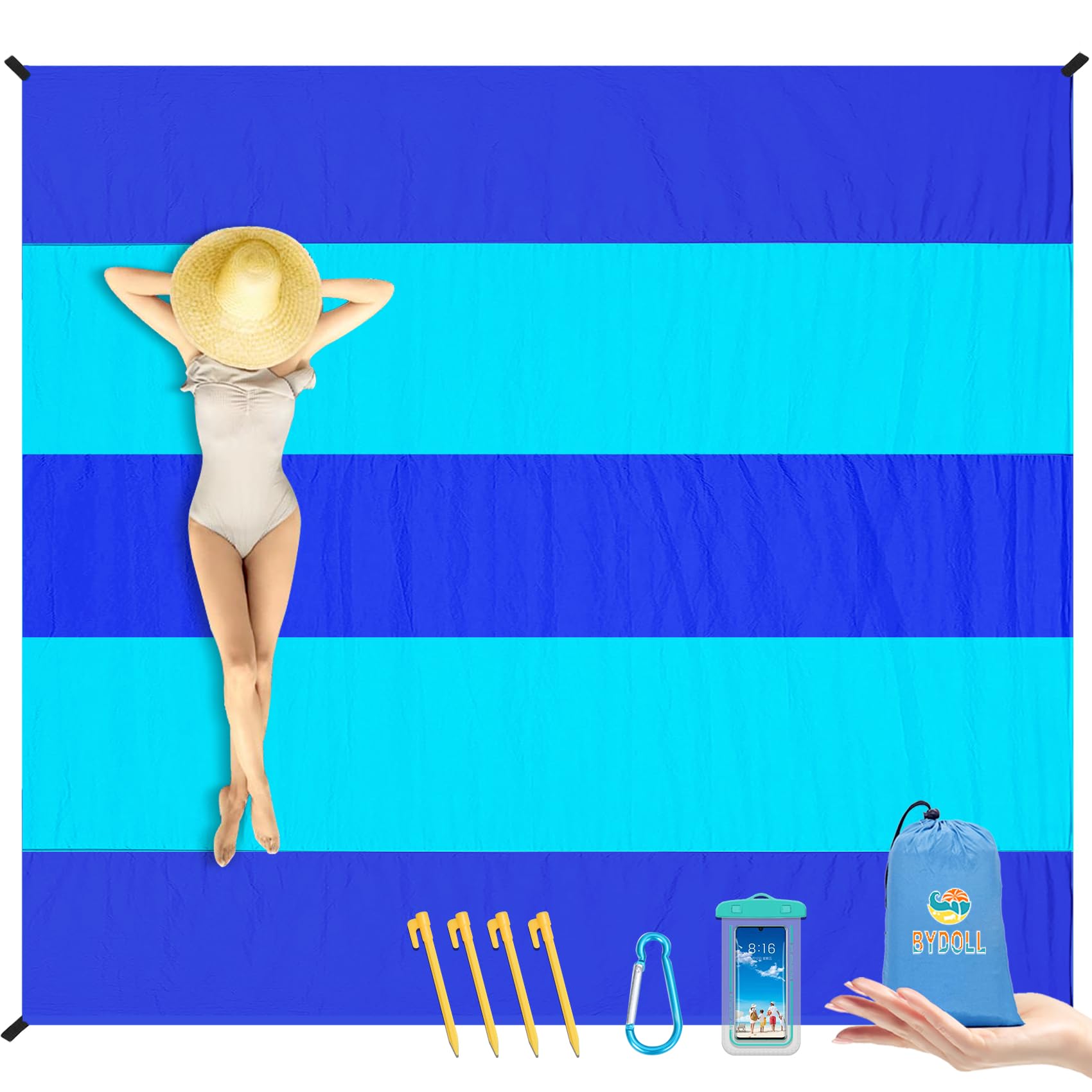 Photo 1 of BYDOLL Nylon Beach Blanket Waterproof Sandproof Oversized 7'x7' Suits 1-5 Adults Sand Free Extra Large Blanket Lightweight Soft Picnic Mat for Beach Travel Camping