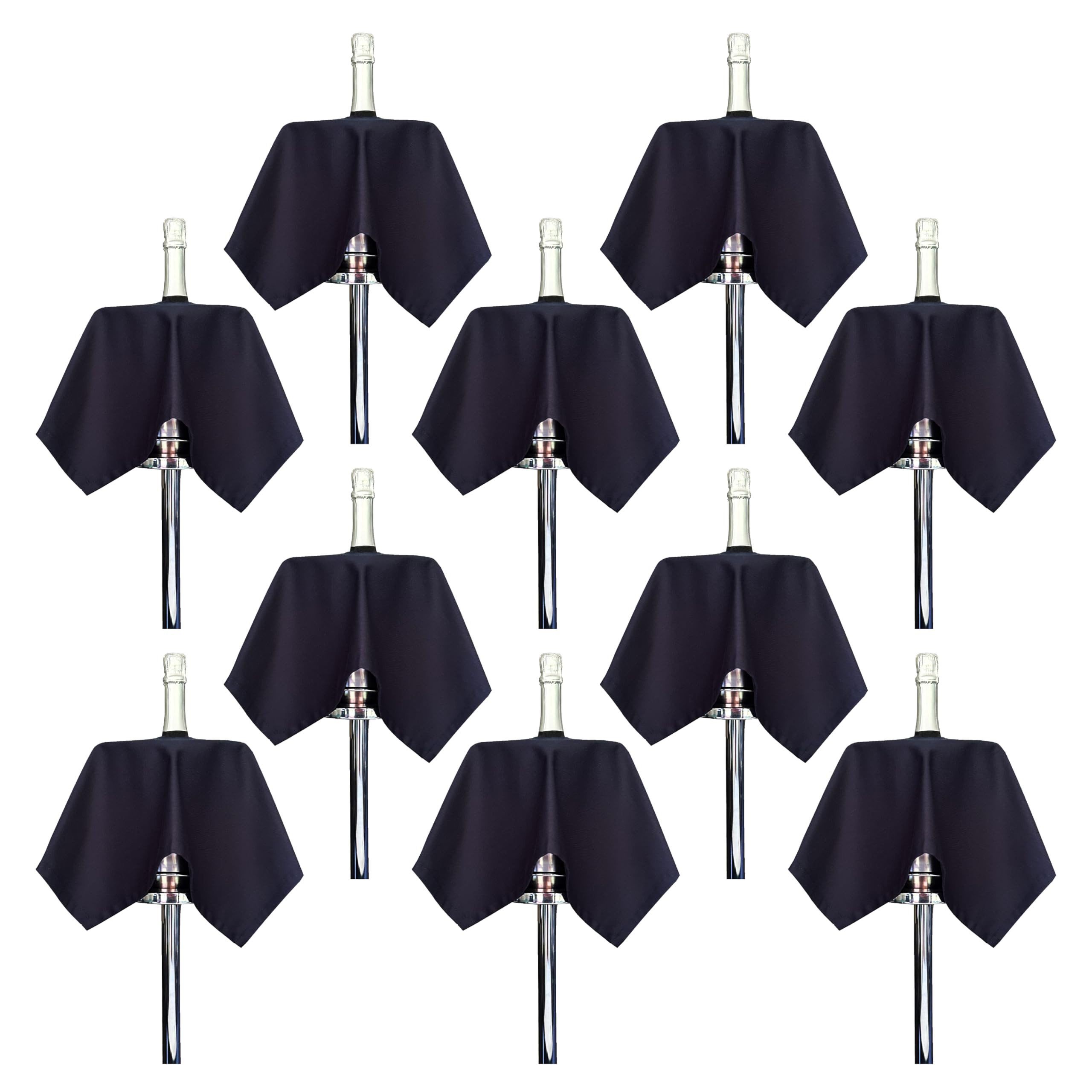 BottleCloths - Catering Collection, Bottle Cloths for Ice Buckets, Polycotton, 54 cm, Center Hole, Stitched Circle (Navy, Pack of 10)