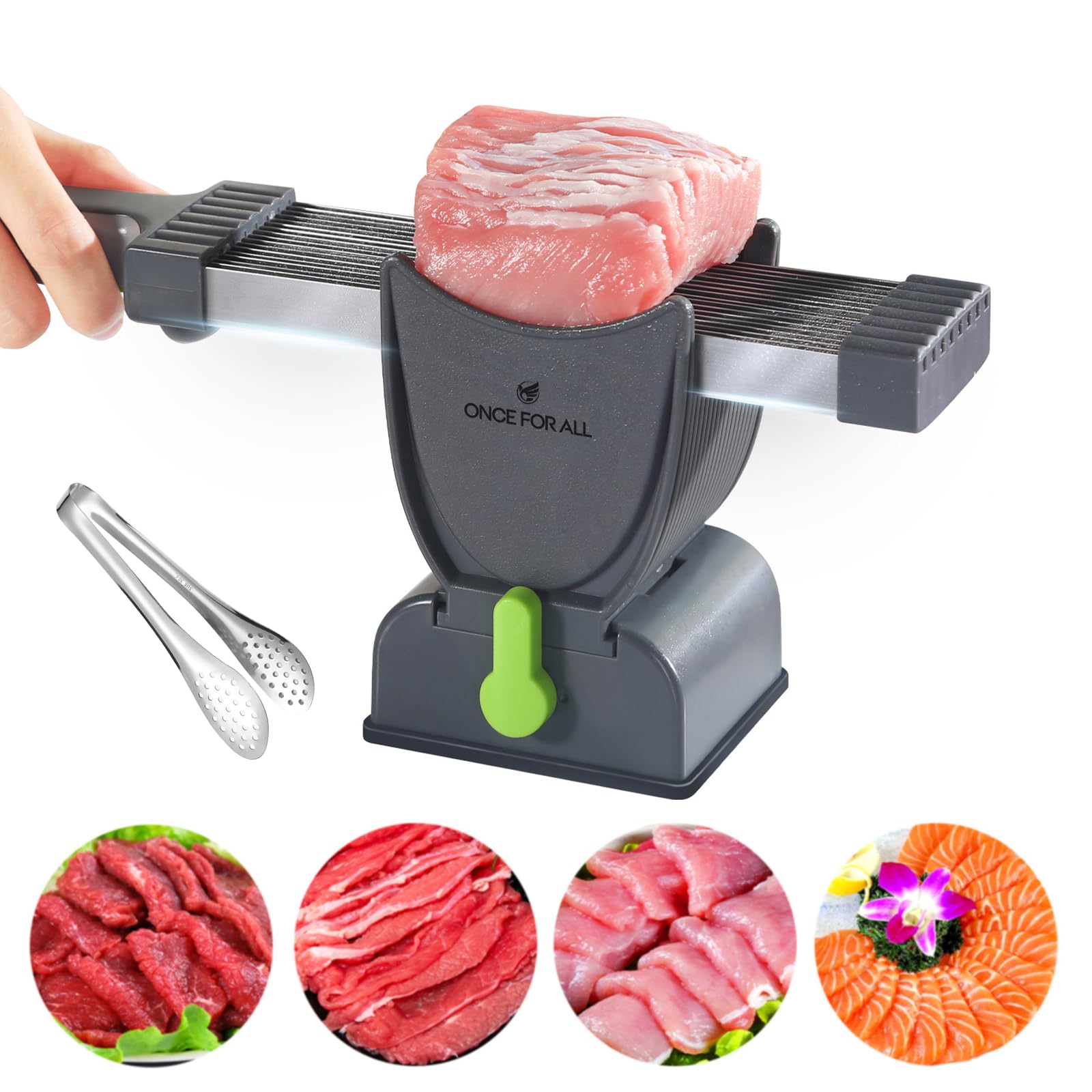 Photo 1 of ONCE FOR ALL Meat Slicer Cleaver Kitchen Knife Set For Meat Slicing Shredding, Manual Fresh Meat Cutter Food Slicer For Beef Pork Mutton With Hook & Tongs For Home Cooking