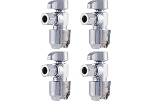 SharkBite Max 1/2 x 3/8 Inch Compression Angle Stop Valve, Pack of 4, Quarter Turn, Push to Connect Brass Plumbing Fitting, PEX Pipe, Copper, CPVC, PE-RT, HDPE, UR23036A4