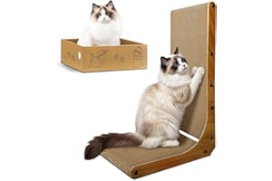 AGYM Cat Scratcher, 26 inch L Shape Cat Scratching Pad for Indoor Cats, Durable Sustainable Cardboard Scratcher with Box, Rec
