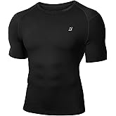 Roadbox Men's Compression Shirt Short Sleeve, Cool Dry Athletic Football Base Layer Tops, Sports Running Workout T Shirts