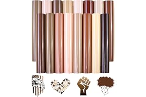 Tintnut HTV Vinyl - 16 Sheets 12 X 10inches Heat Transfer Vinyl Nude Vinyl Bundle Brown HTV Iron On Vinyl for T-Shirts DIY Compatible with Cricut Or Silhoutte Cameo