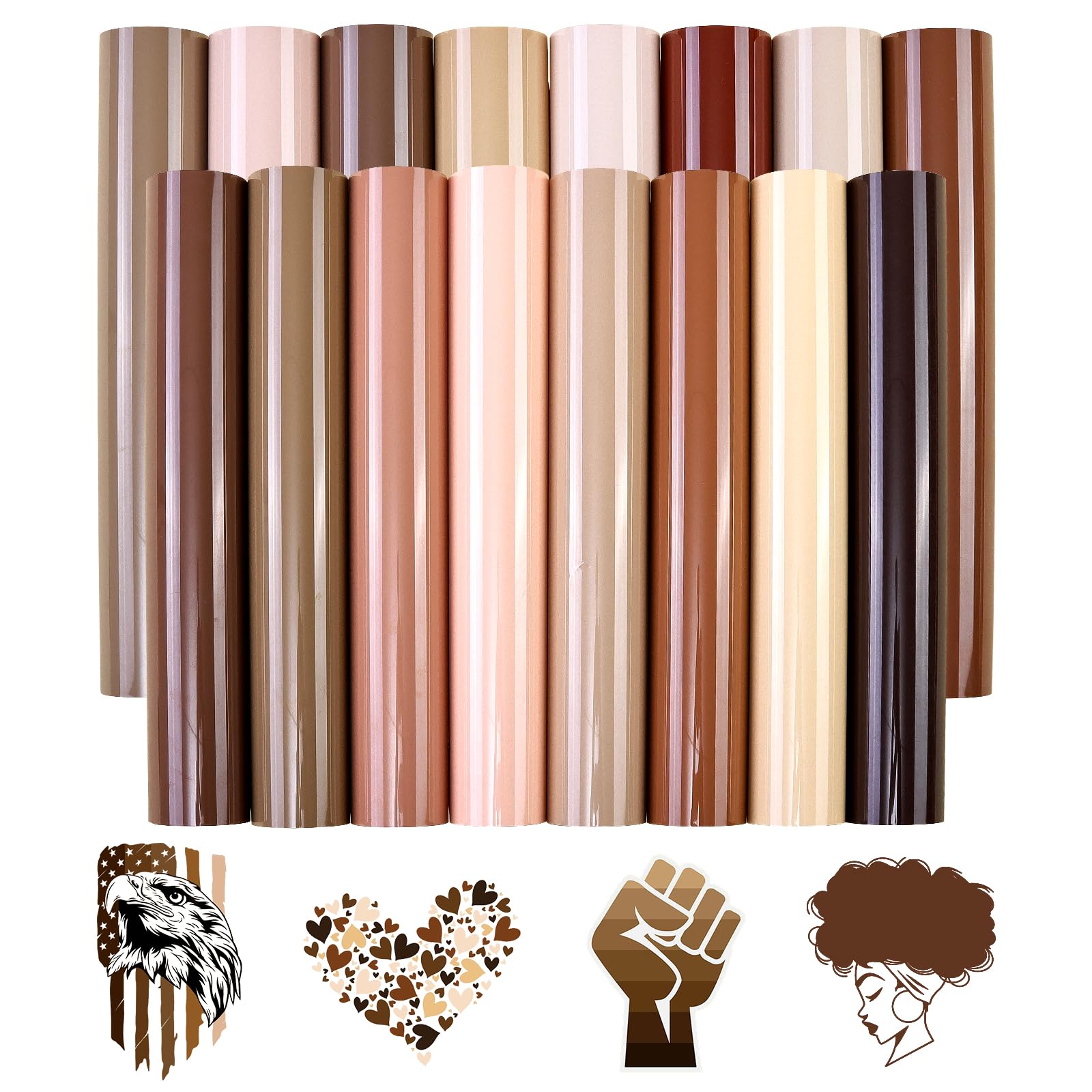 Photo 1 of Tintnut HTV Vinyl - 16 Sheets 12 X 10inches Heat Transfer Vinyl Nude Vinyl Bundle Brown HTV Iron On Vinyl for T-Shirts DIY Compatible with Cricut Or Silhoutte Cameo