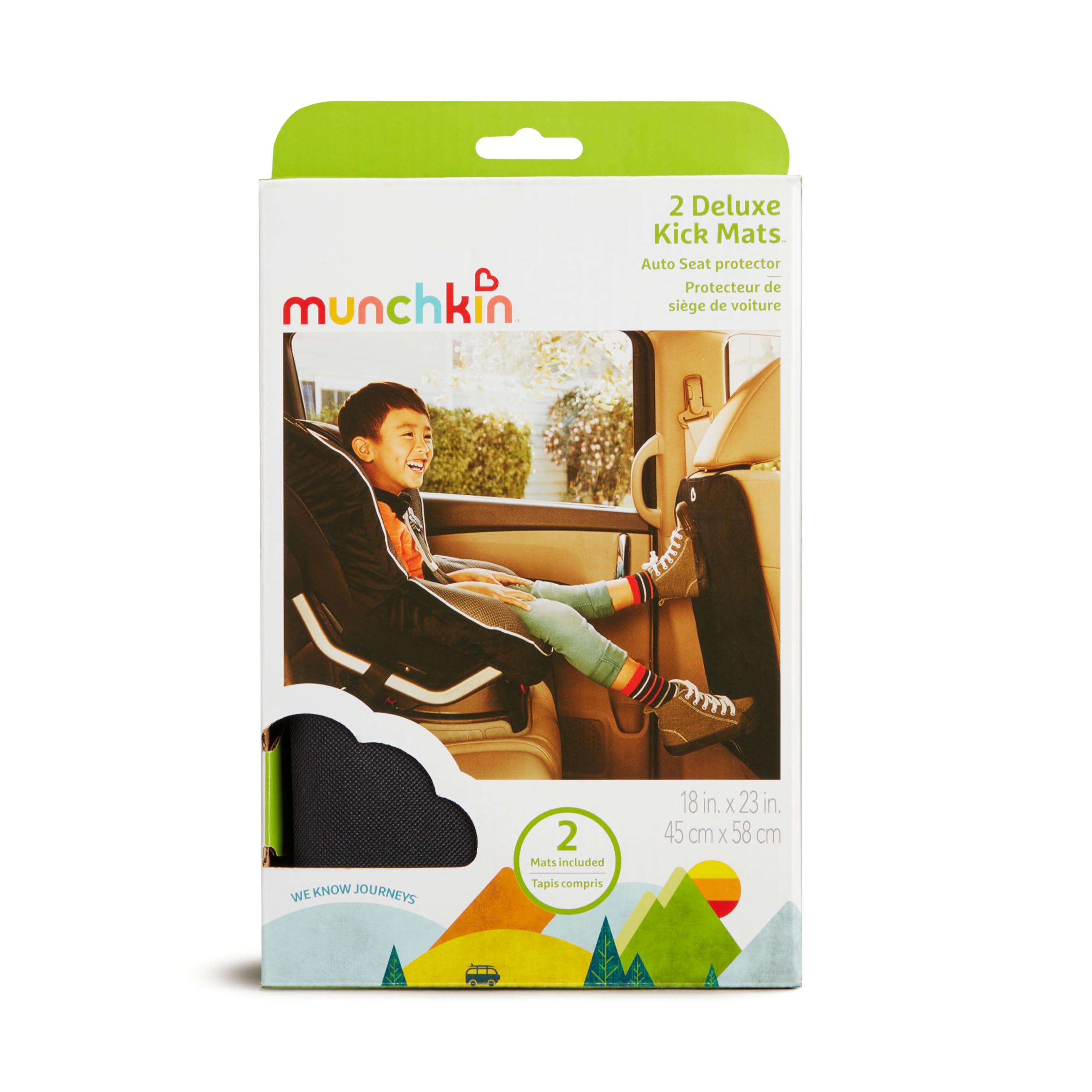 Munchkin Back Seat Cover for Kids, Deluxe Kick Mats? Car Seat Protector, Black, 2 Pack
