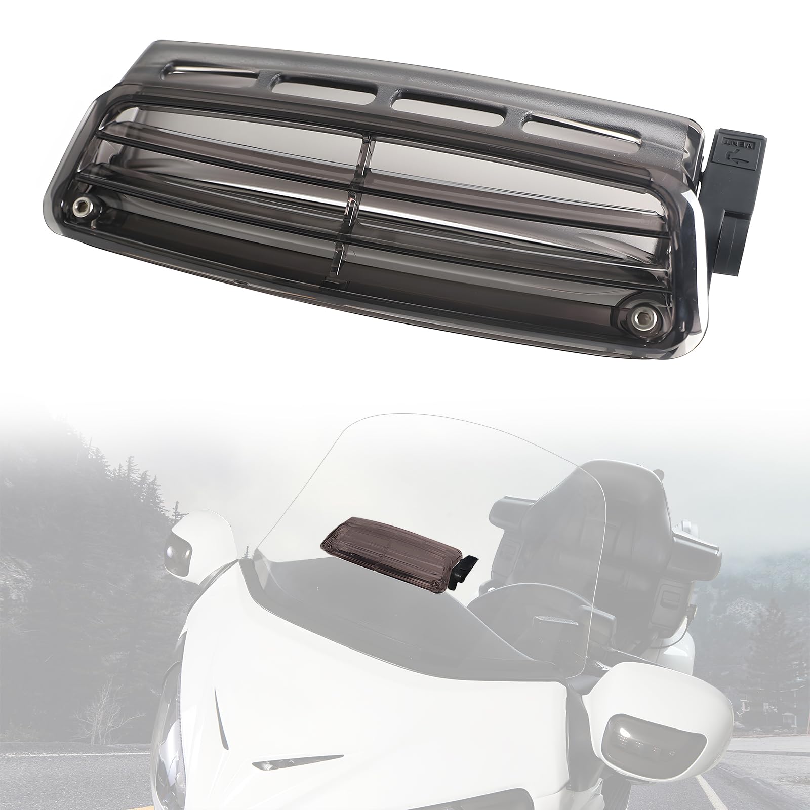 Photo 1 of LUXEMOTO Smoked Windshield Air Flow Vent for Honda Goldwing GL1800 04-17, Motorcycle Windscreen Fresh Air Flow Vent for Honda Goldwing GL1800 Accessories 2004-2017