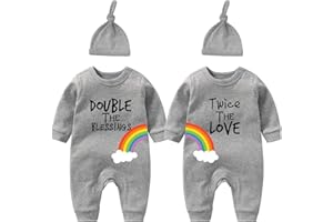 YSCULBUTOL Baby Twins Bodysuit Double Twice Newborn Baby Clothes Unisex Cute Outfits Infant Toddler Romper Set