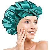 Doitory Silk Bonnet for Sleeping Women, Adjustable Soft Satin Lined Bonnet with Tie Band, Double Layer Sleep Night Cap
