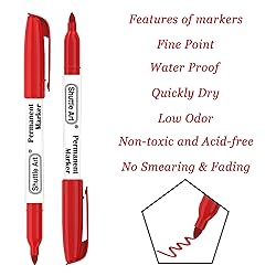 Shuttle Art Permanent Markers, 30 Pack Red