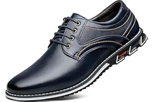 AWINIWI Men's Casual Dress Shoes Comfortable Fashion Dress Sneakers Men Office Classic Mens Oxfords Leather Business Casual Shoes Formal