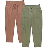 HonestBaby Unisex-Baby 2-Pack Easy Fit Cargo Sweat Pant 100% Organic Cotton Baby, Toddler, Boys, Girls, Unisex