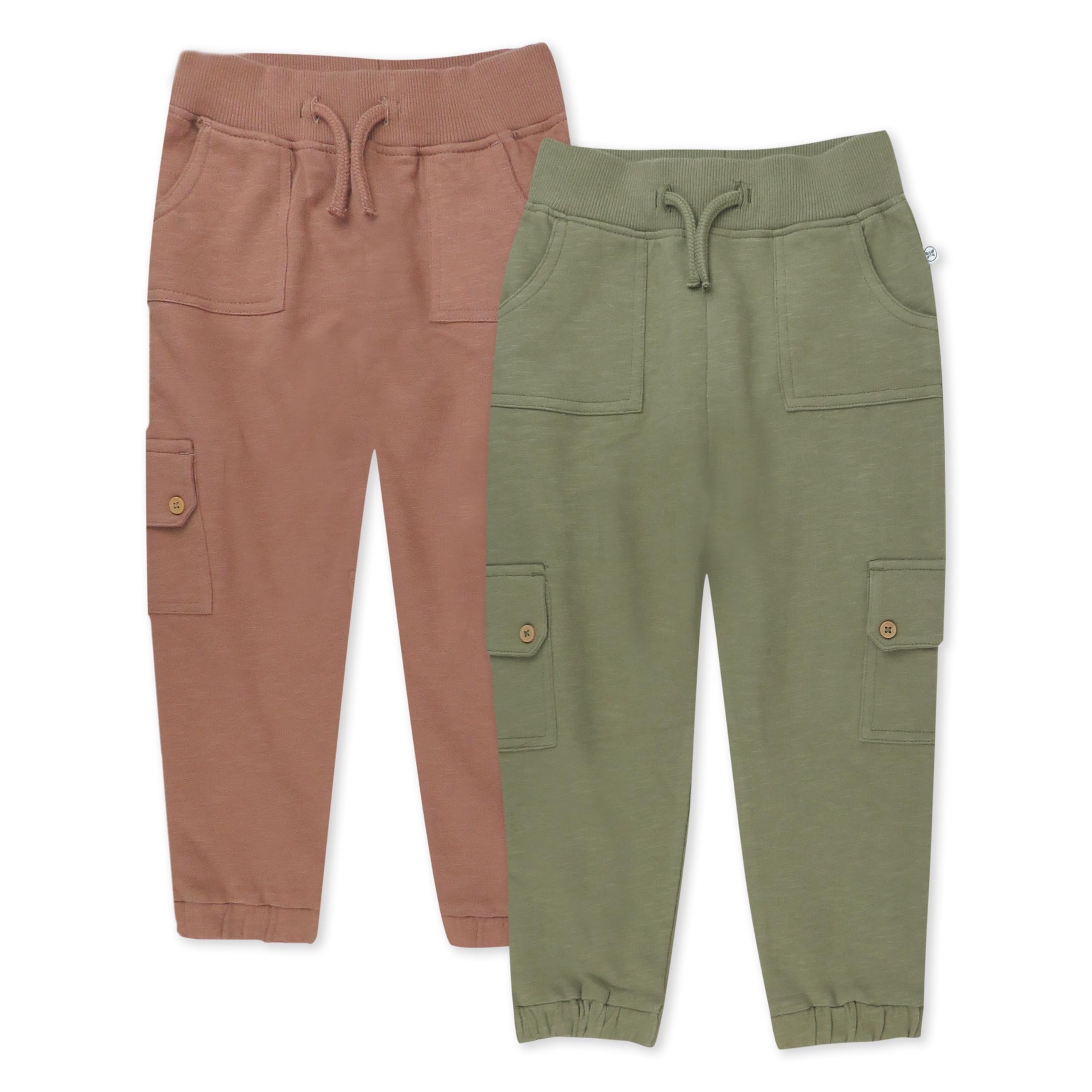 Photo 1 of (2t) HonestBaby Kid's 2-Pack Easy Fit Cargo Sweat Pant 100% Organic Cotton Baby, Toddler, Boys, Girls, Unisex, Brown