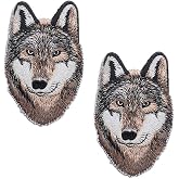 2 Pcs House Stark Wolf Patch Delicate Embroidered Patches, Direwolf Cute Embroidery Patches, Iron On Patches, Sew On Applique Patch,Cool Patches for Men, Women, Kids