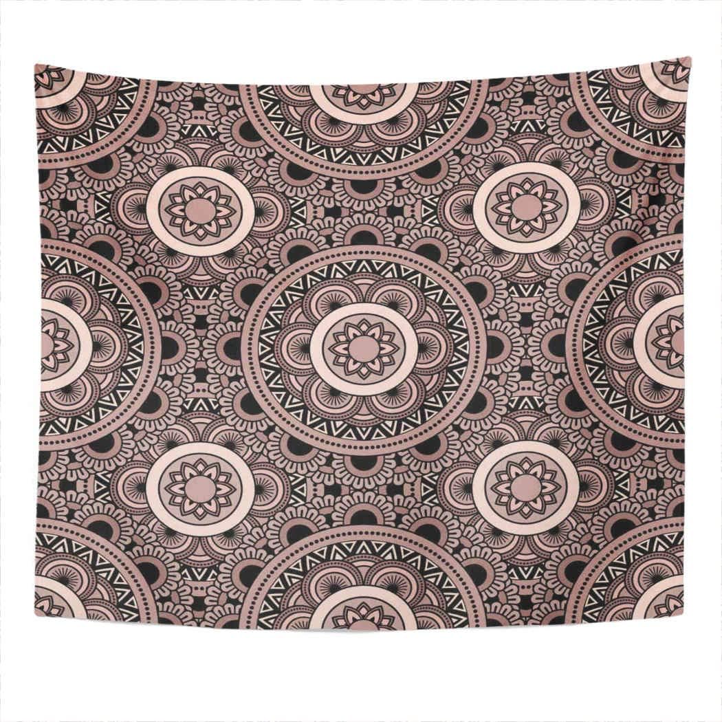 Suklly Tapestry Wall Hanging Dusty Rose Abstract Round Colorful in Black White Colors Mandala Home Decor Polyester Living Bedroom Dorm 60 X 80 Inches Picnic Mat Beach Towel Bed Cover