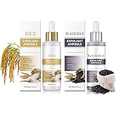 2Pcs Peel Shot Glow Rice Ampoule Duo, Rice Exfoliant Scrub, Clear Blackhead and Whitehead Dead Skin for Body Face All Skin Ty