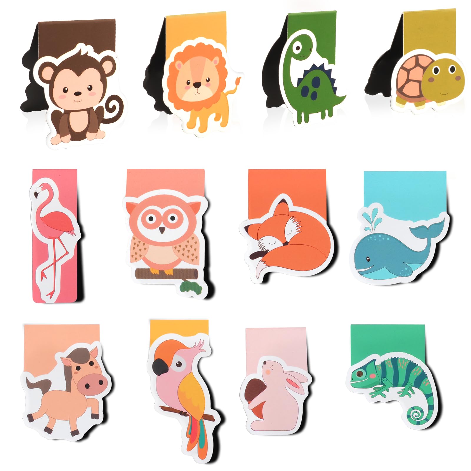 Vicloon Magnetic Page Clips, 12pc Cute Animal Bookmarks, Magnet Page Markers for Students & Adults