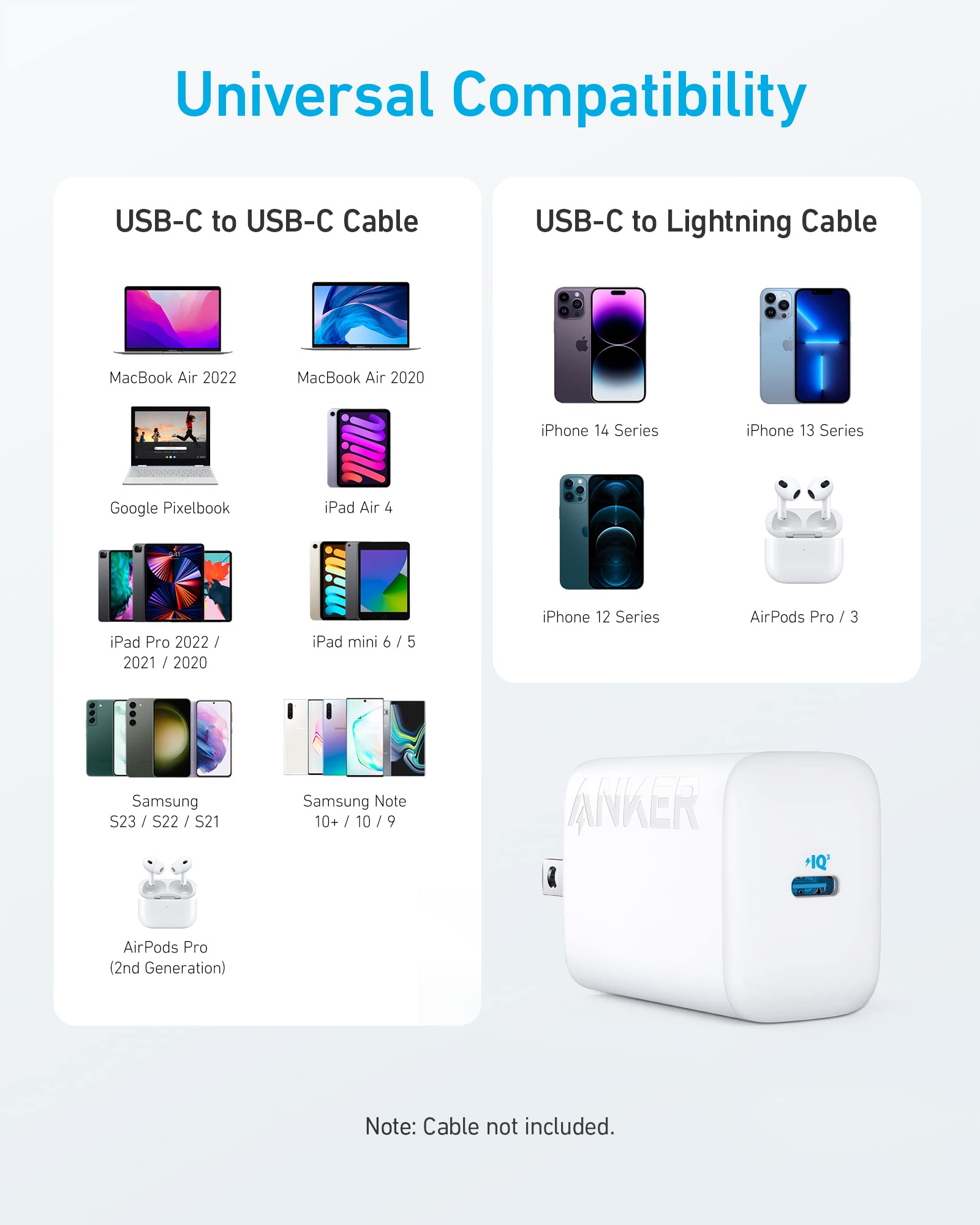 30W USB-C Charger, Anker 312 Charger with Compact and Foldable Design, 2-Pack 30W Fast Charger for iPhone 17/16/15 Series, Samsung S23, MacBook Air, Pixelbook, iPad Pro, and More (Cable Not Included)