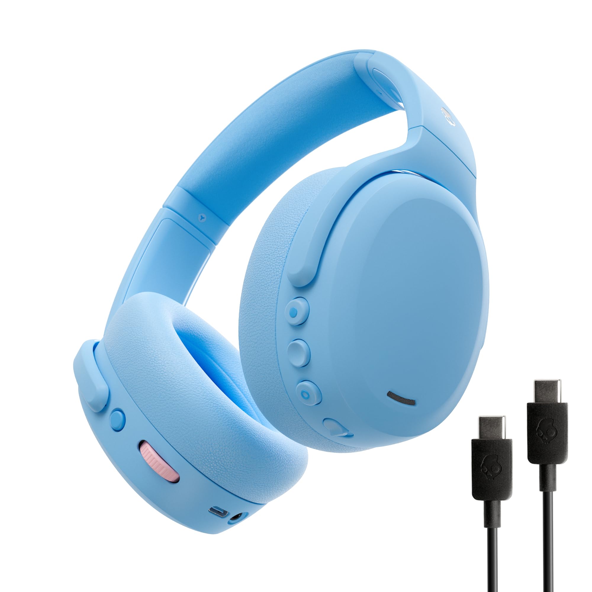Skullcandy Crusher ANC 2 Wireless Over-Ear Bluetooth Headphones with Extra USB-C Charging Cable, Multi-Sensory Bass, Active Noise Cancelling, 60 Hours Battery, Microphone iPhone Android - Preppy Blue Image