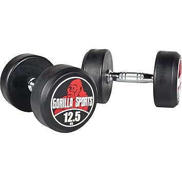GORILLA SPORTS® Kurzhantel Set/Einzeln Gummi 2-50 kg – Rundhantel mit Beschichtung und ergonomischen Chrom-Griff in 16 Gewich