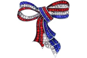 COCOJEWELRY 4th of July American Flag Design Bow Ribbon Brooch Pin Independence Day Gift