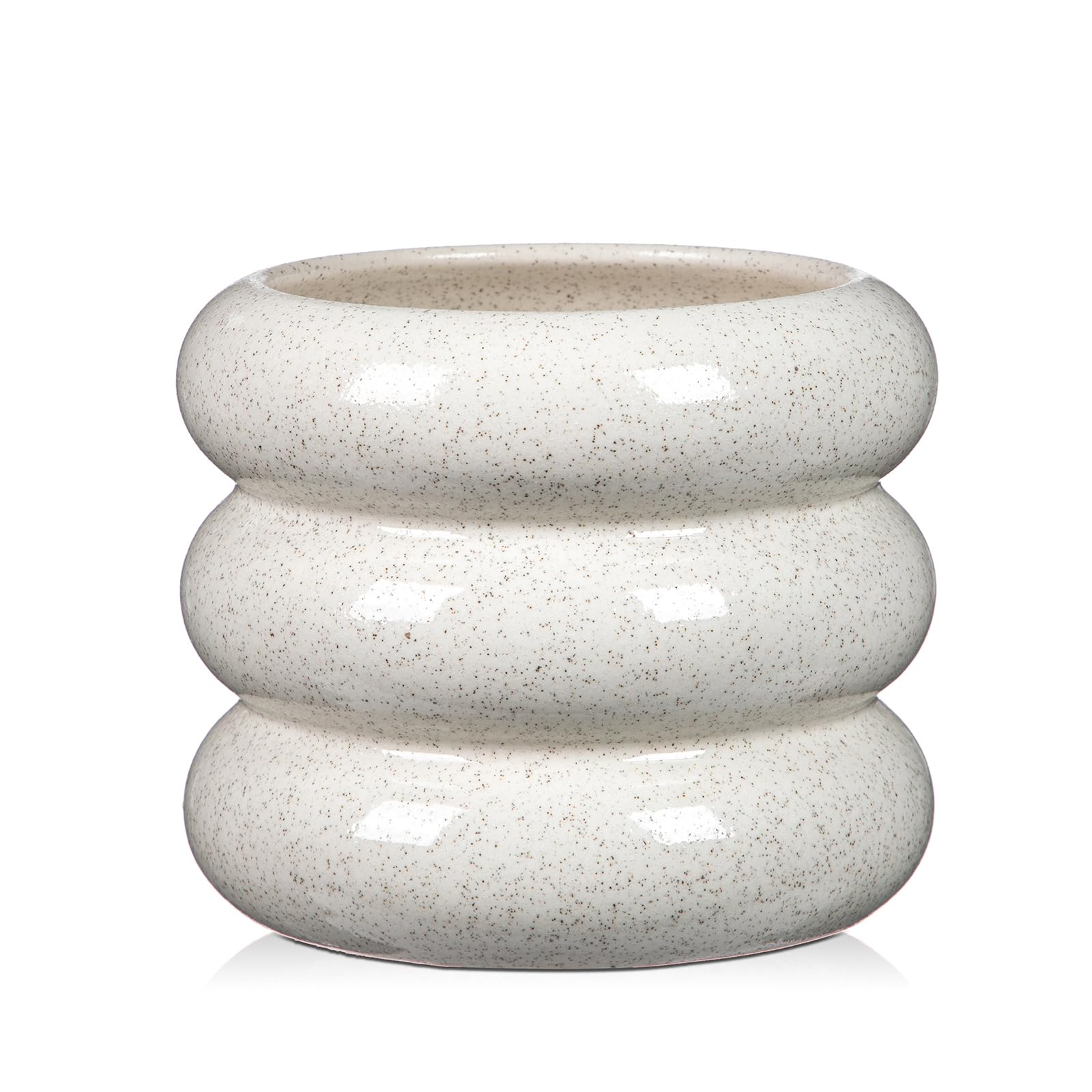 Arborus White Ceramic Pot 13 cm Small Bubble Plant Pots Succulent Planter Decorative Speckled Modern Flower Pots with Drainage Hole Boho Pot for Houseplant Indoor Outdoor Aesthetics Home Decoration