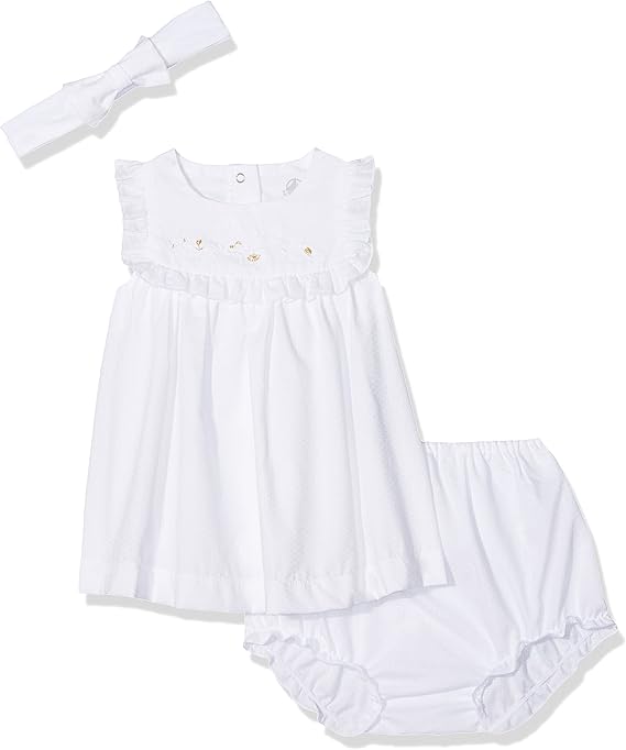Petit Bateau Robe+Bloomer+Band, Blanc (Ecume), 1 an (Taille Fabricant
