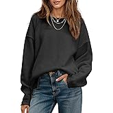 Saodimallsu Womens Oversized Crew Neck Sweaters Long Sleeve Slouchy Knit Fall Casual Loose Side Split Pullover Tops