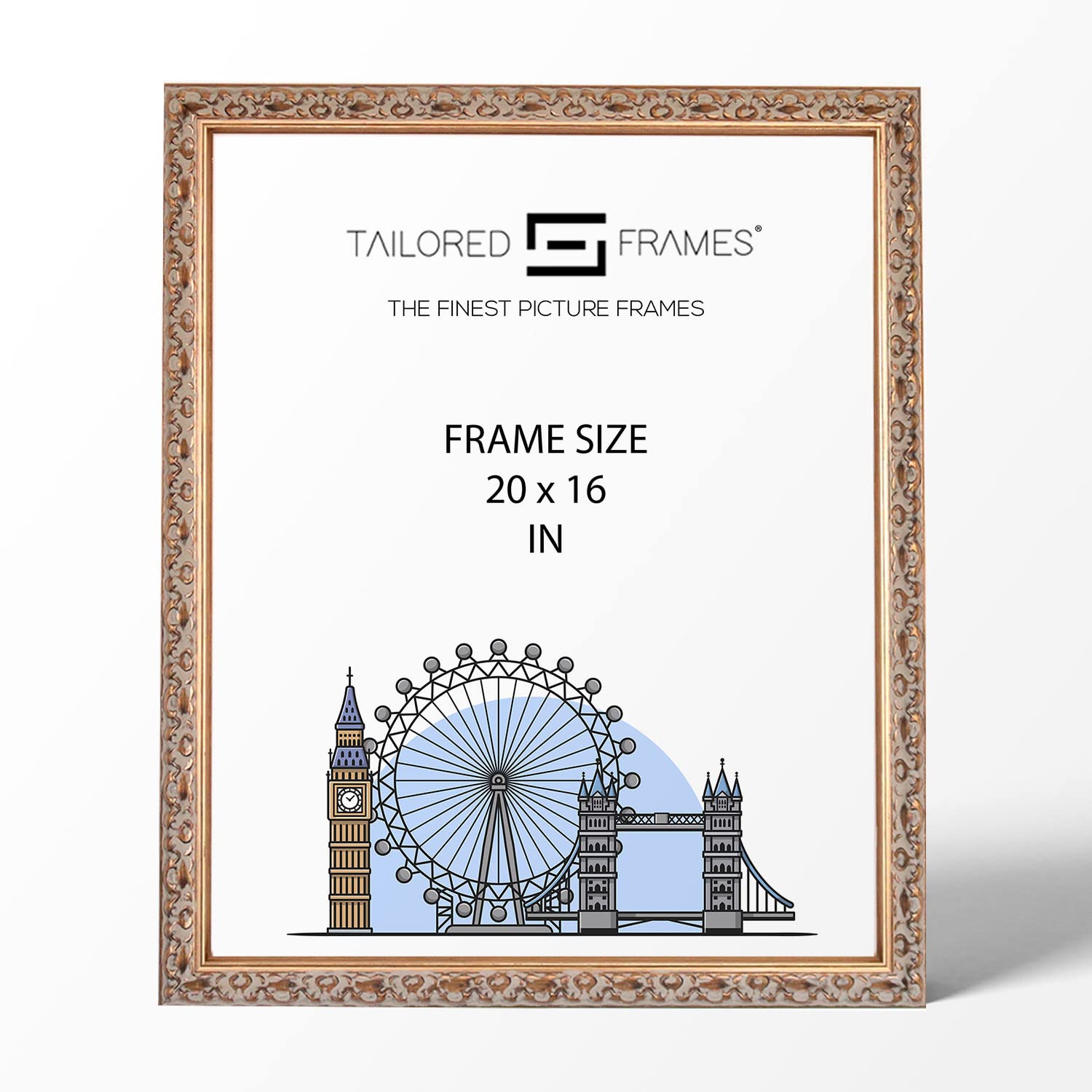 Tailored Frames Vienna Gold 20" x 16" | Rustic Style Vintage Single Picture Frame | Wall Hanging Type | Photo Frame Without Mount