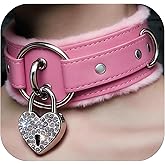 NouAn Leather Choker Necklace for Women - Gothic Collar Choker with Heart Love Lock And Soft Inner Lining - Adjustable Fit for Daily Wear and Themed Occasions Black