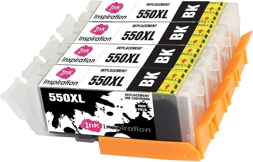Ink Inspiration 4PK PGI-550XL Black Ink Cartridges for Canon Pixma iP7250 MX925