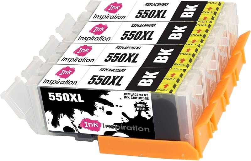 Ink Inspiration 4PK PGI-550XL Black Ink Cartridges for Canon Pixma iP7250 MX925