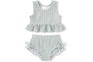 HAPPYMA Baby Swimsuit Toddler Girl Bathing Suit Summer Stripe Bikini Set Beach Two Piece Swim Wear