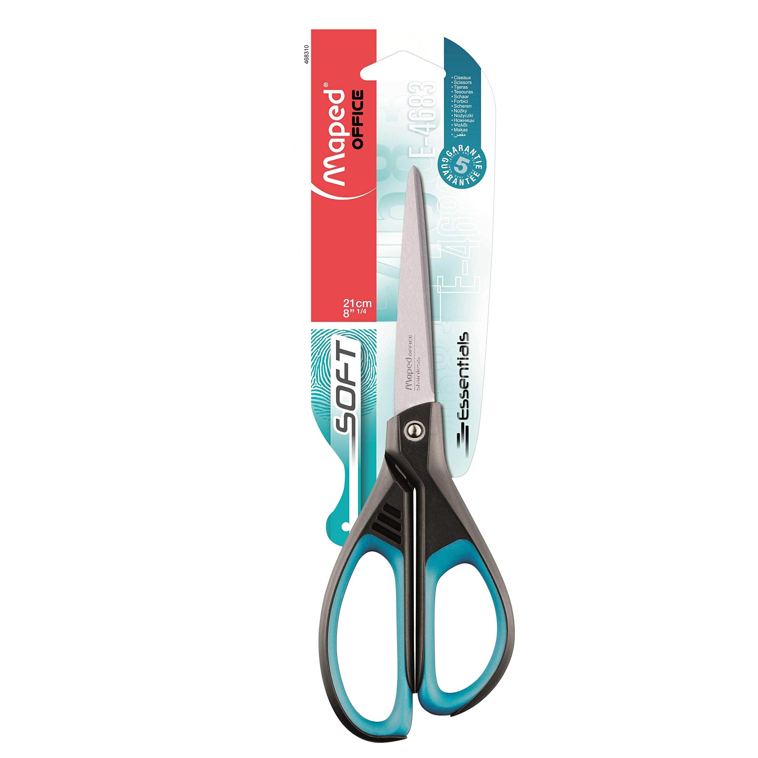 MapedOffice Asymmetrical Essentials Soft Scissors 21cm (Assorted Colours)