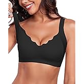 Vinfact Wireless Bras for Women No Underwire Scalloped Comfortable Push Up Supportive T-Shirt Bra Everyday Bra