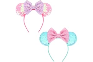 DRESHOW Mouse Ears Bow Headbands Glitter Party Decoration Cosplay Costume for Women