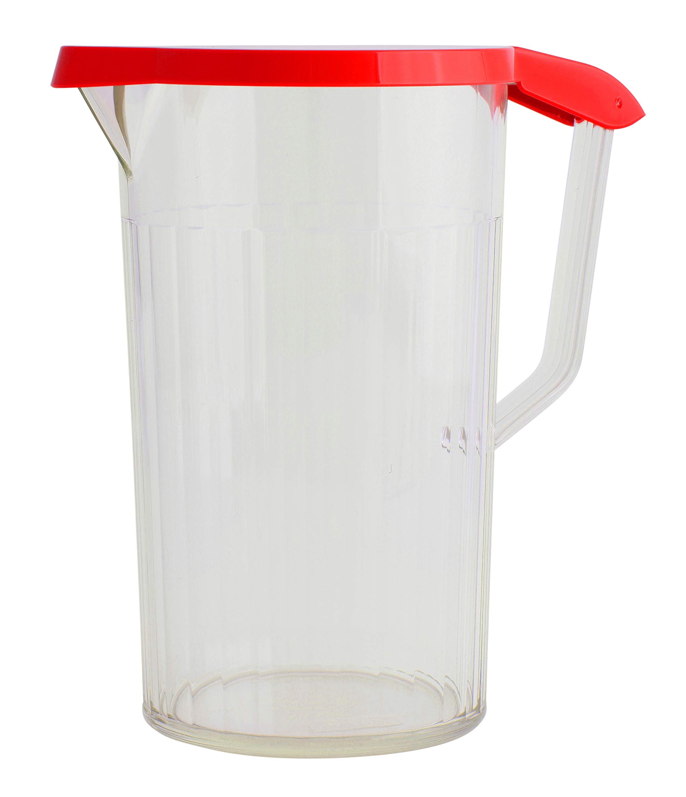 Harfield 1.1 Litre (2 Pint) Clear Jug with Lid Polycarbonate Drink Pitcher (Red)