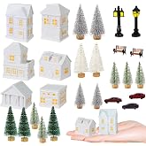 29 Pcs 1.5 Inch Miniature Christmas Village Mini Christmas Village Houses | Mini Christmas Village Accessories Miniature Christmas Village Sets Miniature White Christmas Village Houses for Micro Scene