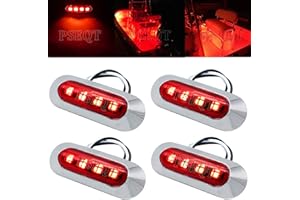 PSEQT 3.8'' Waterproof Boat Marine LED Lights Courtesy Interior Deck Light Navigation Transom Stern Cabin Lighting for Pontoon Fishing Boat Kayak Sailboat Bass Boat Vessel 12V 24V (Red 4Pcs)