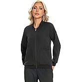 Scrub Jackets for Woman, Zip Front Nurse Jacket, 4-Way Stretch Fabric with Four Pockets